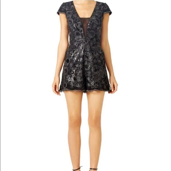 Badgley Mischka  Women’s Romper Corrine Black and Silver Sequin 6 - Picture 1 of 16